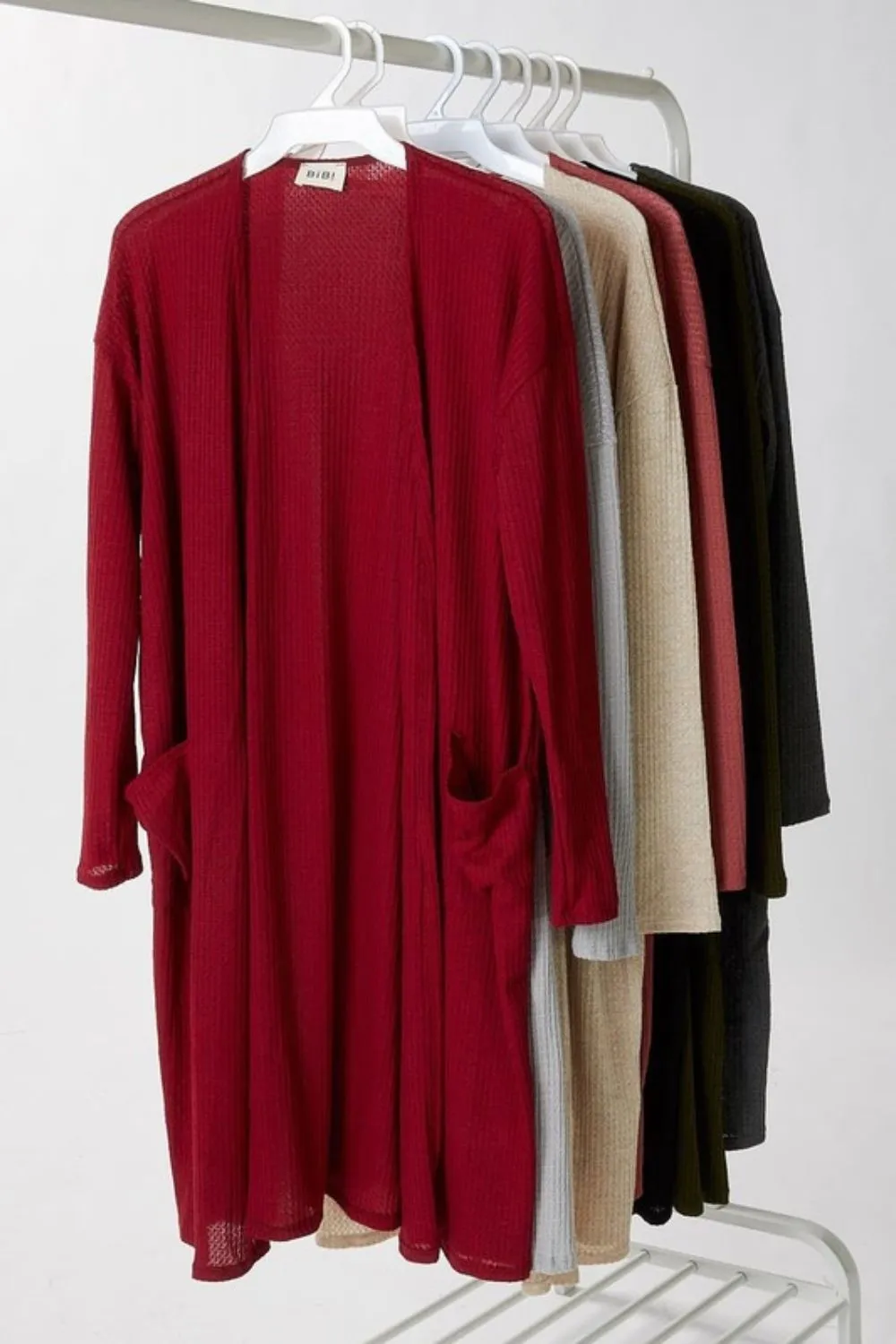 BiBi Pockets Thermal Open Front Cardigan