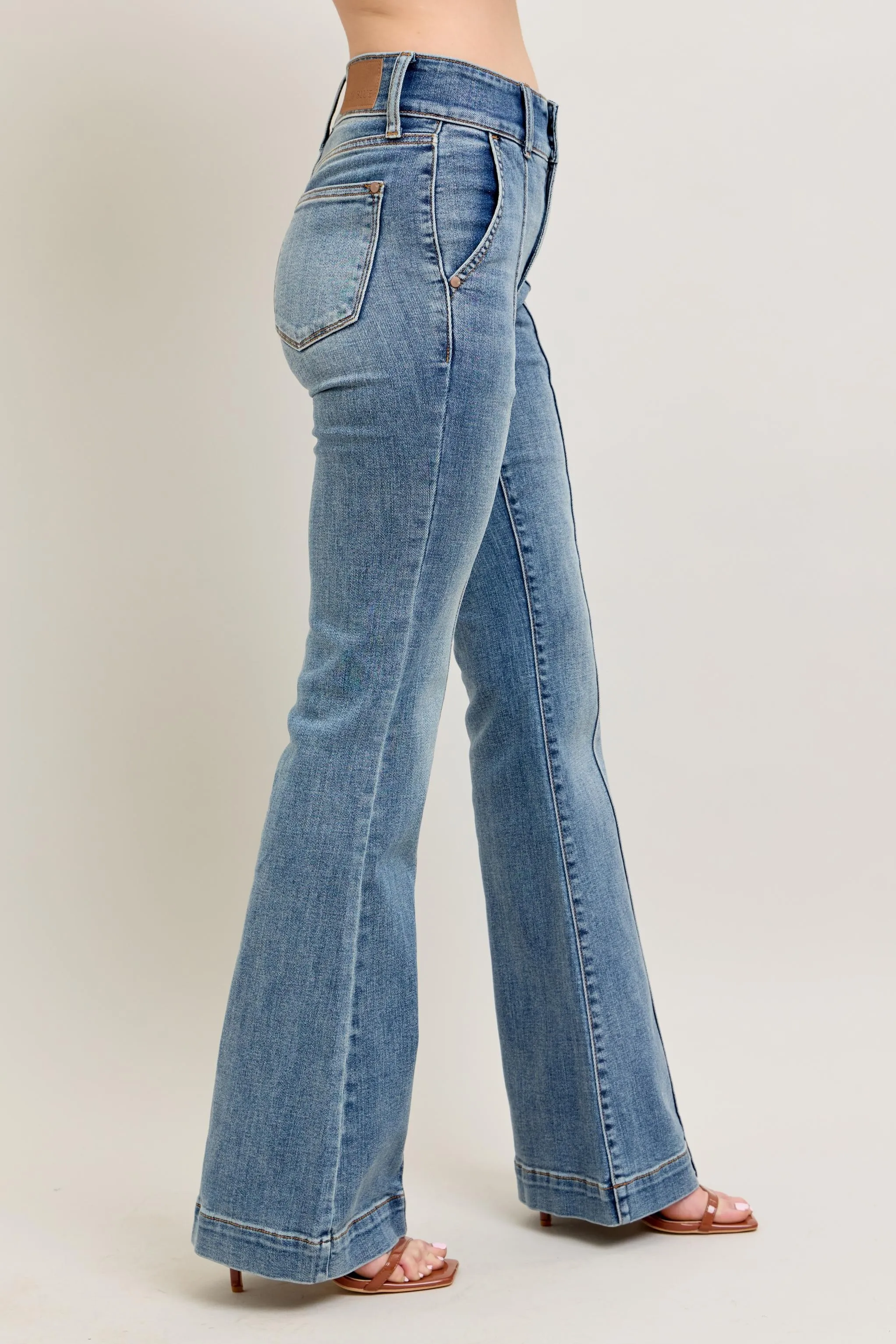 Judy Blue Full Size High-Waist Flare Denim Jeans with Front Seam Detail Plus Size
