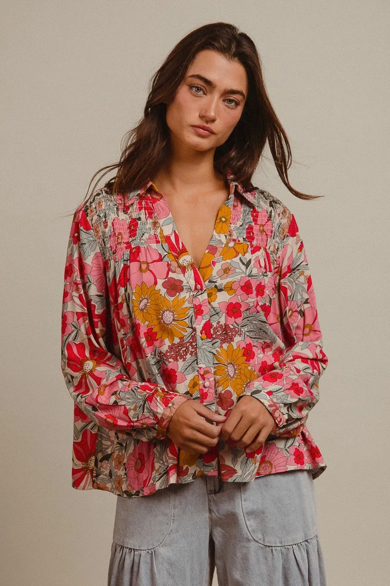 BiBi Woven Floral Printed Shirt Top