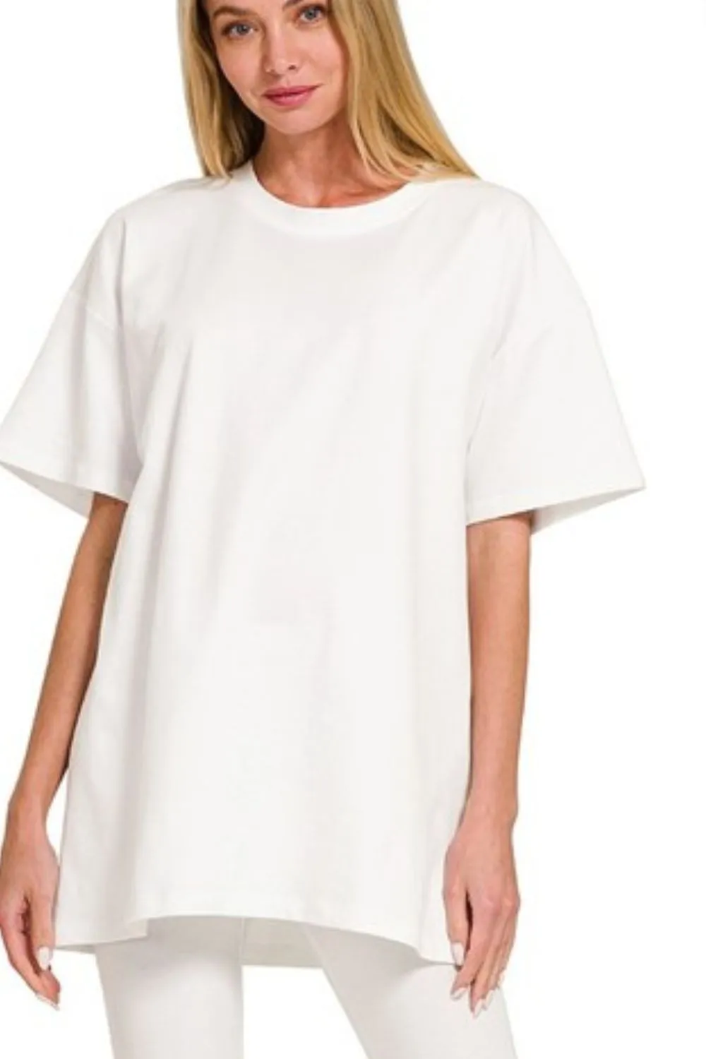 Zenana Cotton Round Neck Top & Legging Set