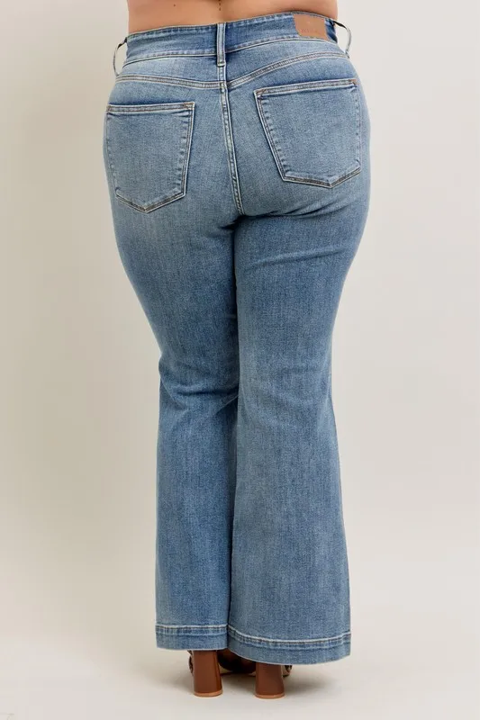 Judy Blue Full Size High-Waist Flare Denim Jeans with Front Seam Detail Plus Size