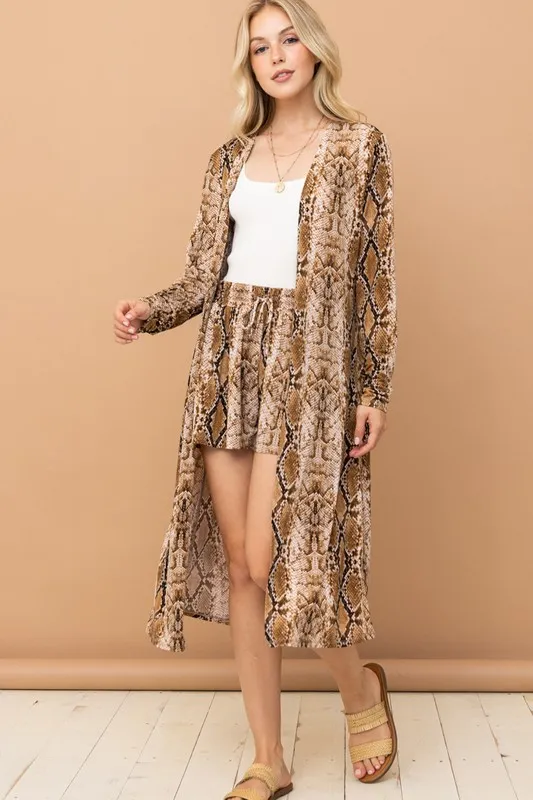 And The Why Animal Print Kimono and Shorts Set