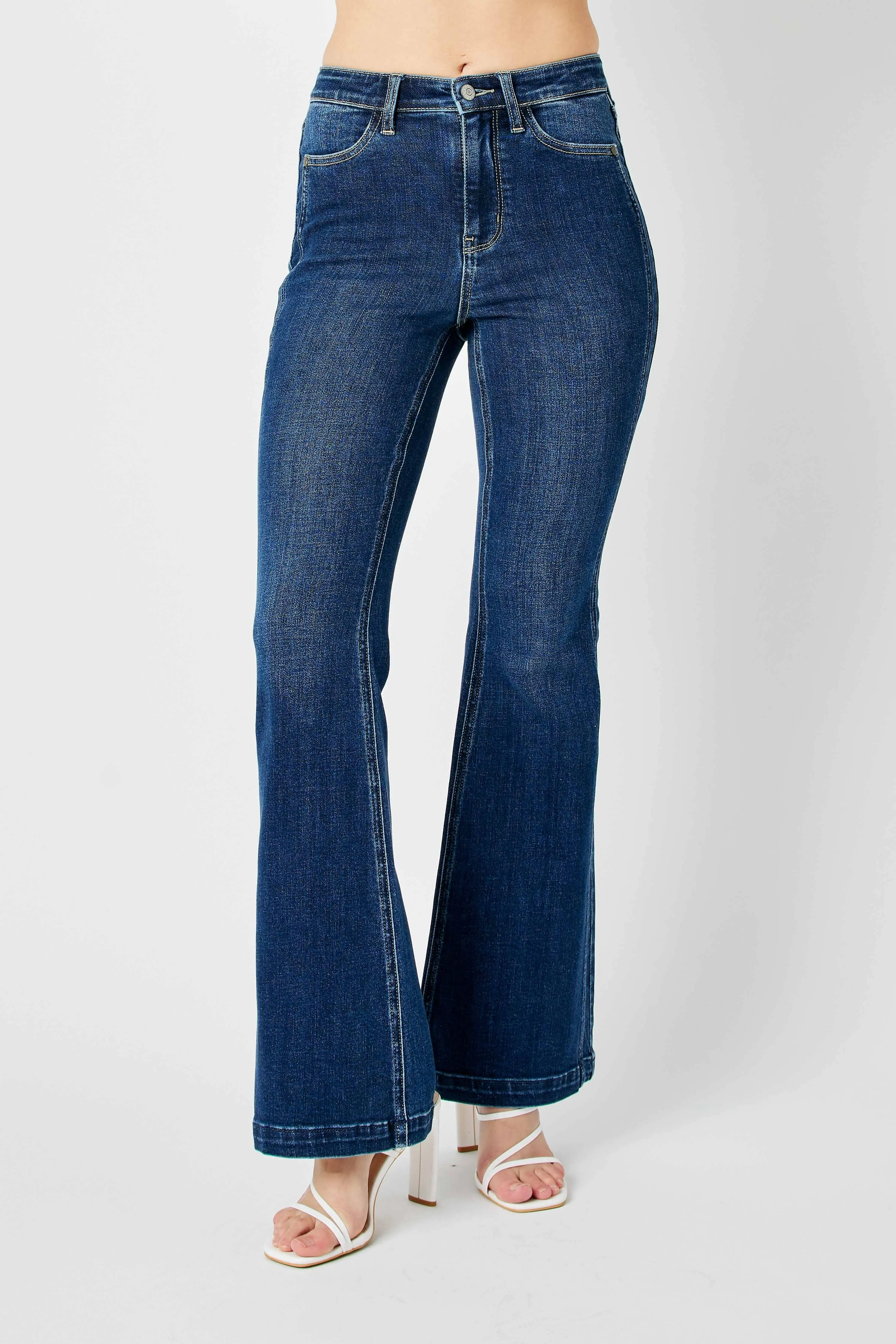 Judy Blue Full Size Hw Angled Side Seam Detail Flare Jeans Plus Size