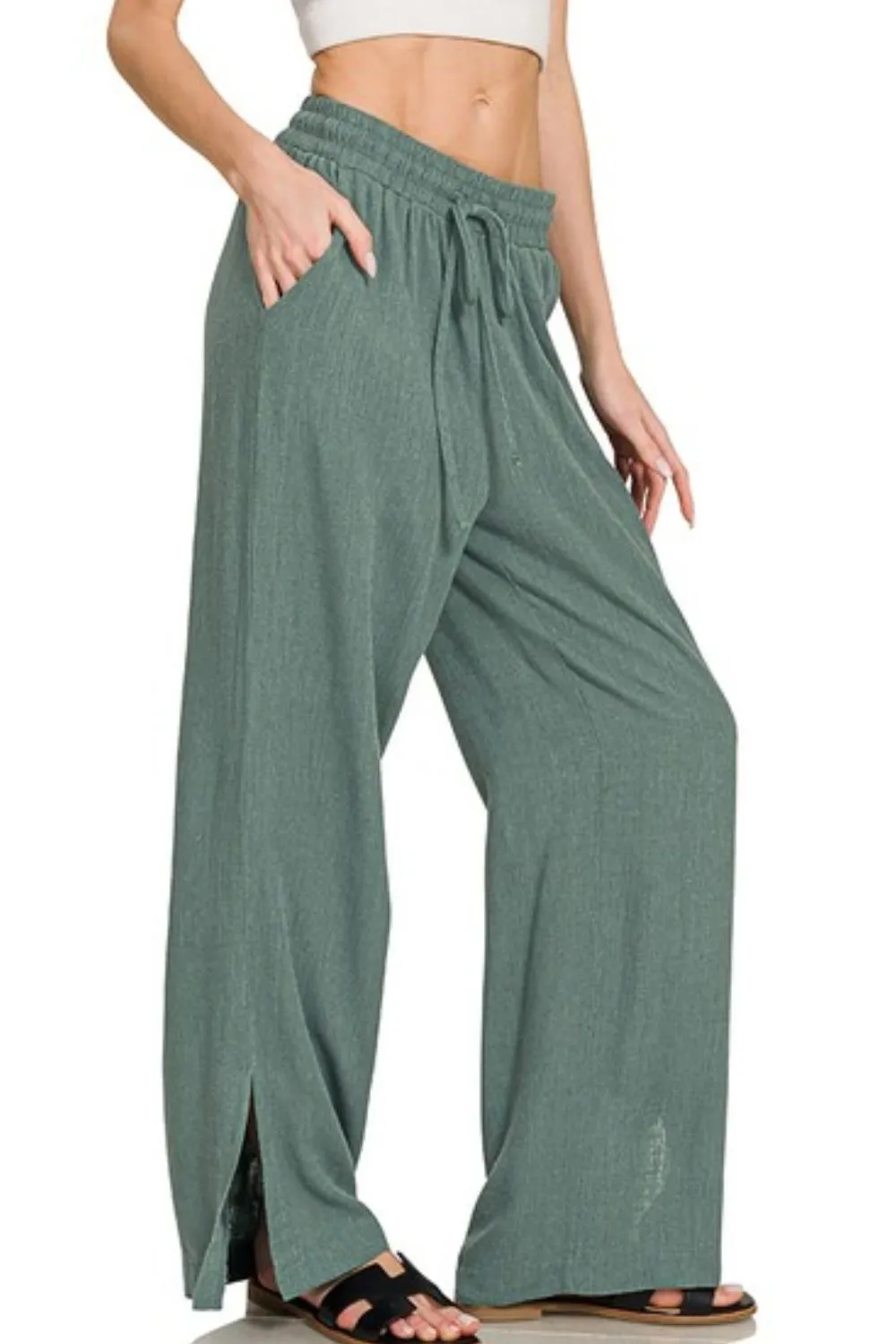 Zenana Linen Drawstring Pants