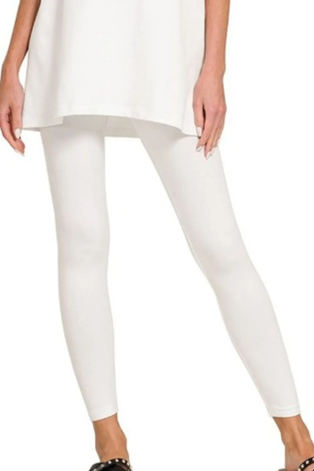 Zenana Cotton Round Neck Top & Legging Set