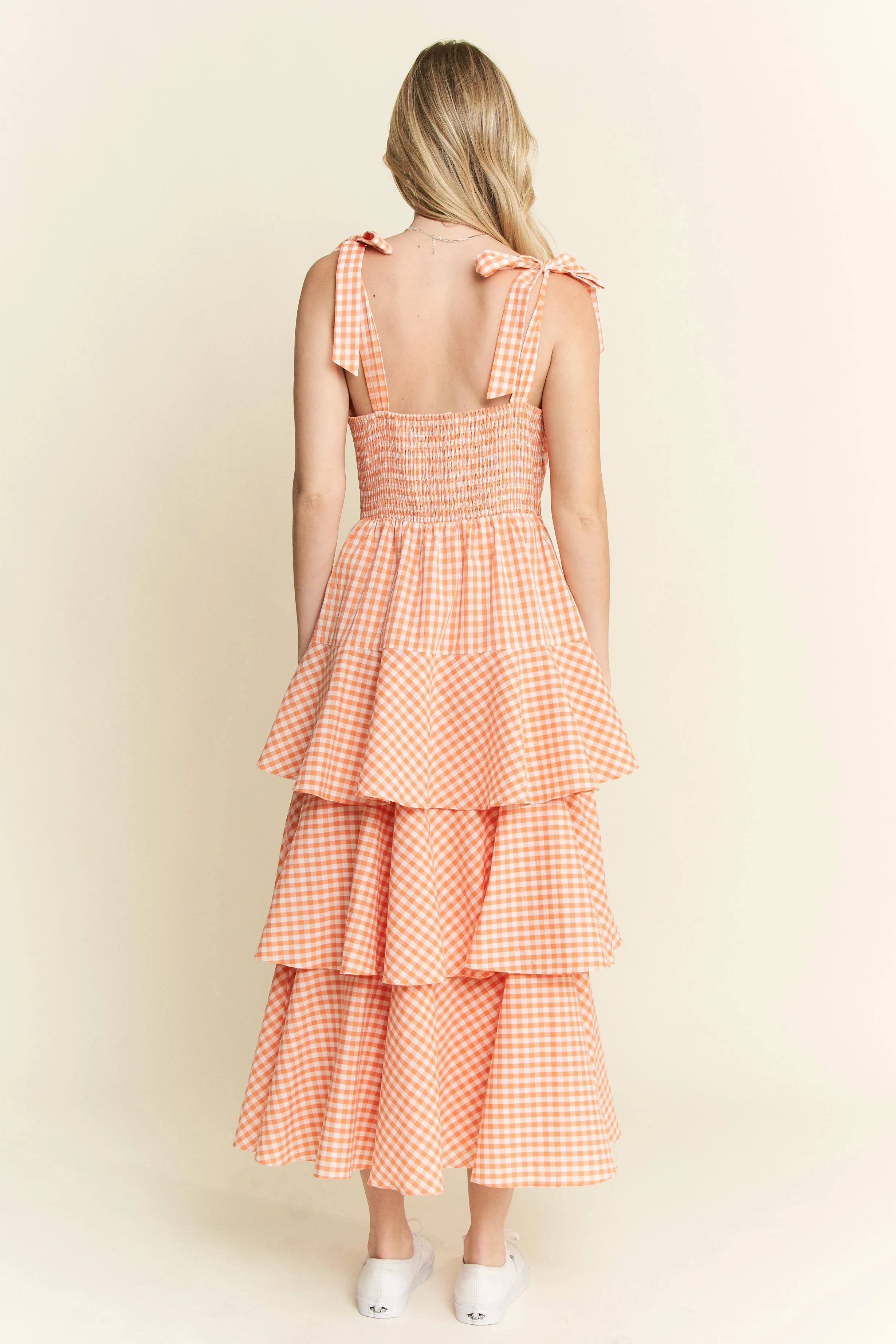 Jade By Jane Sleeveless Gingham Print Tiered Midi Dress