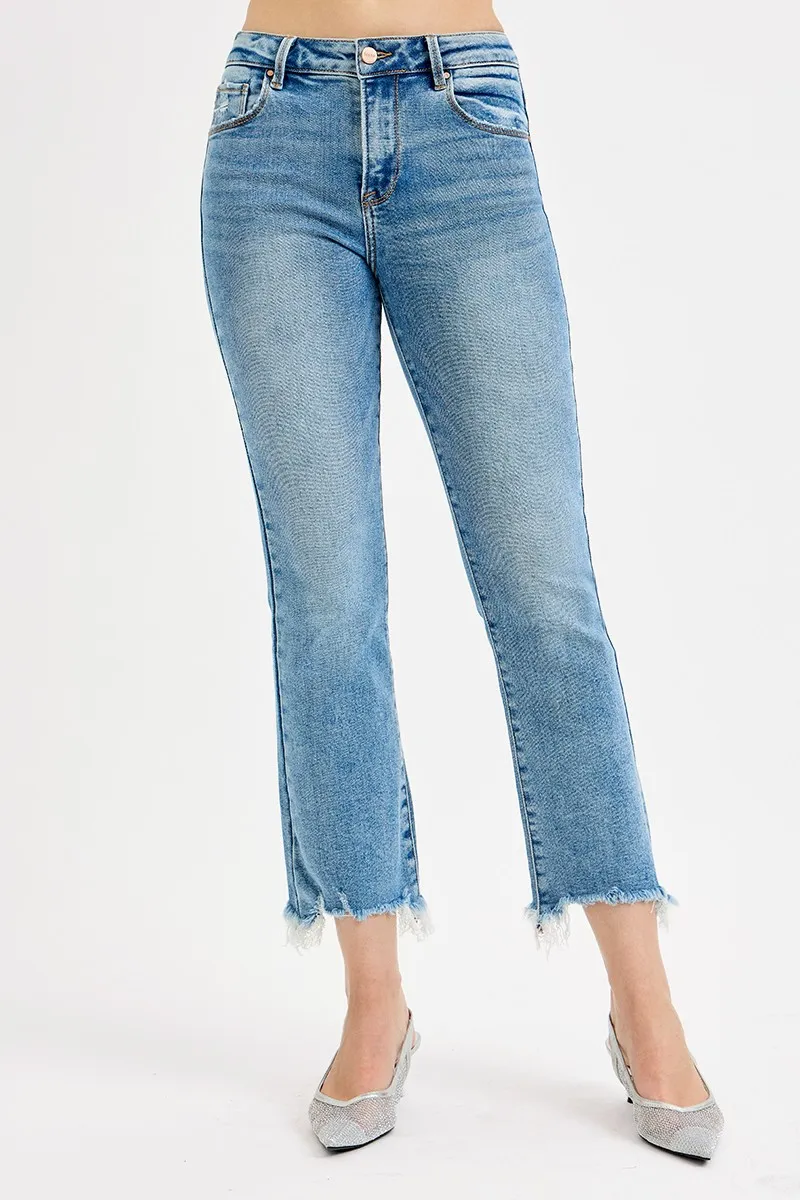 RISEN Full Size High Rise Crop Straight Slim Jeans Plus Size