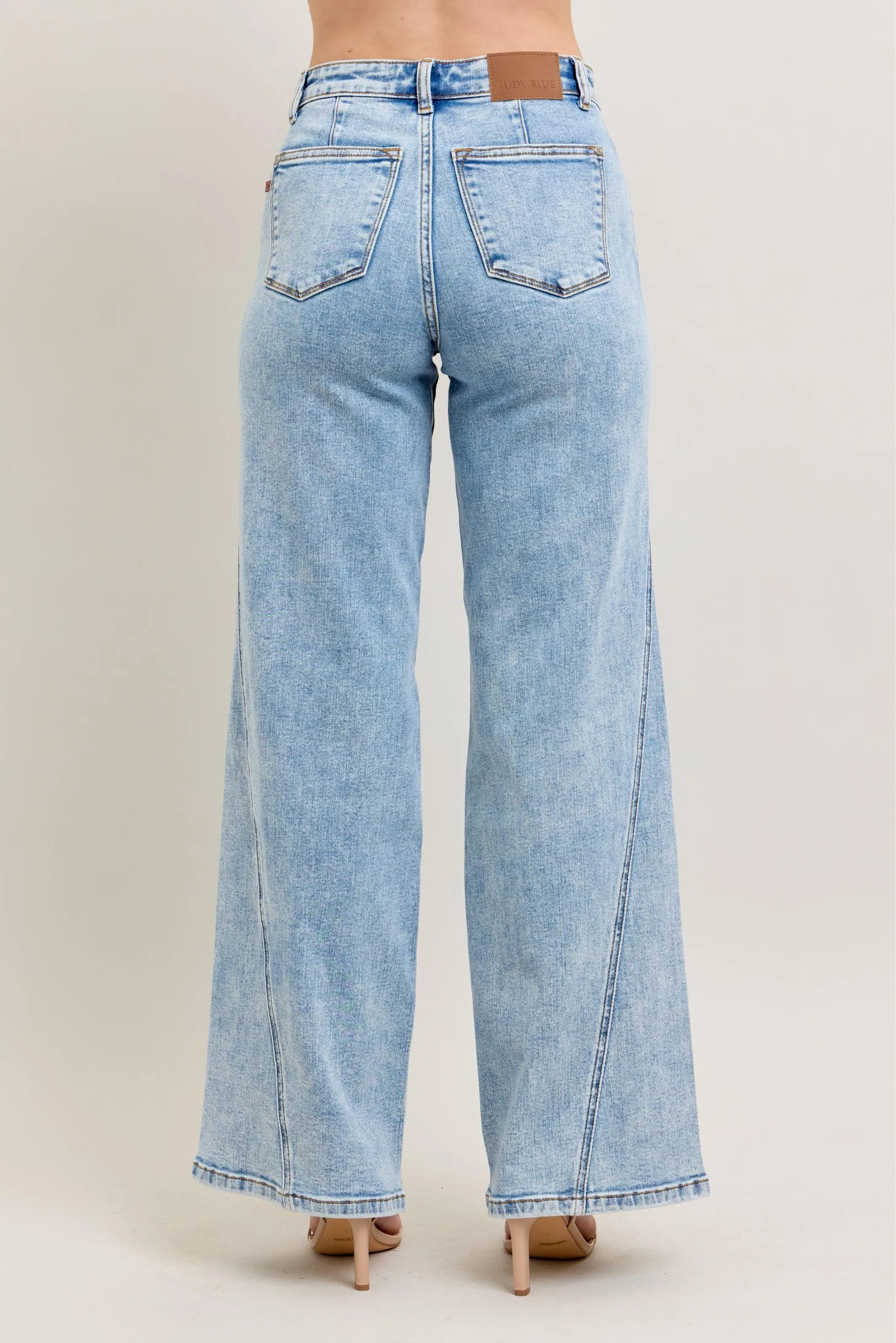 Judy Blue Full Size High Waist Wide Leg Jeans with Skewed Inseam Plus Size