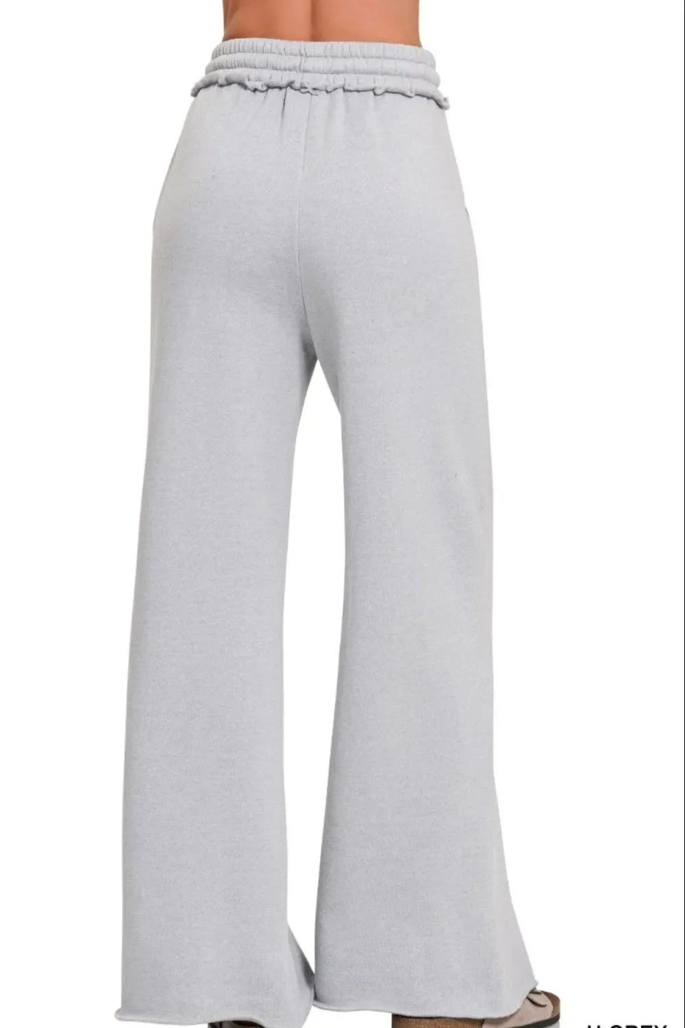Zenana Fleece Exposed Seam Wide Leg Sweatpants