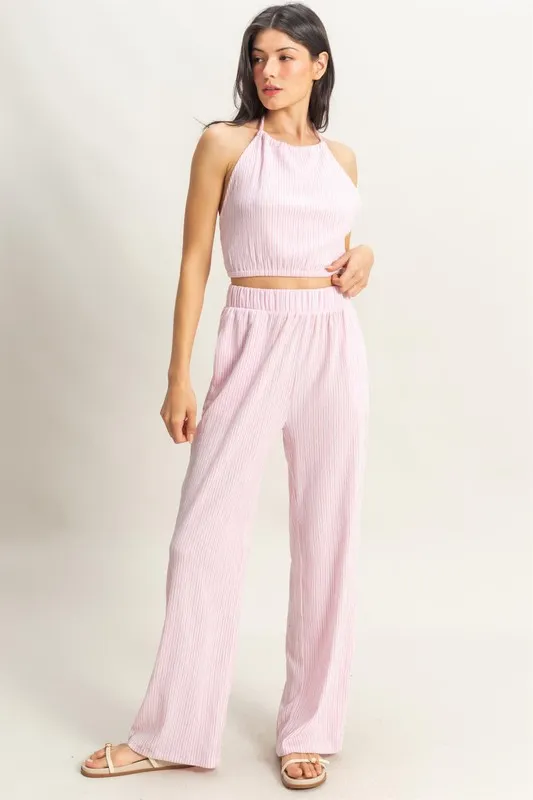 HYFVE Striped Halter Neck Top and Pants Set