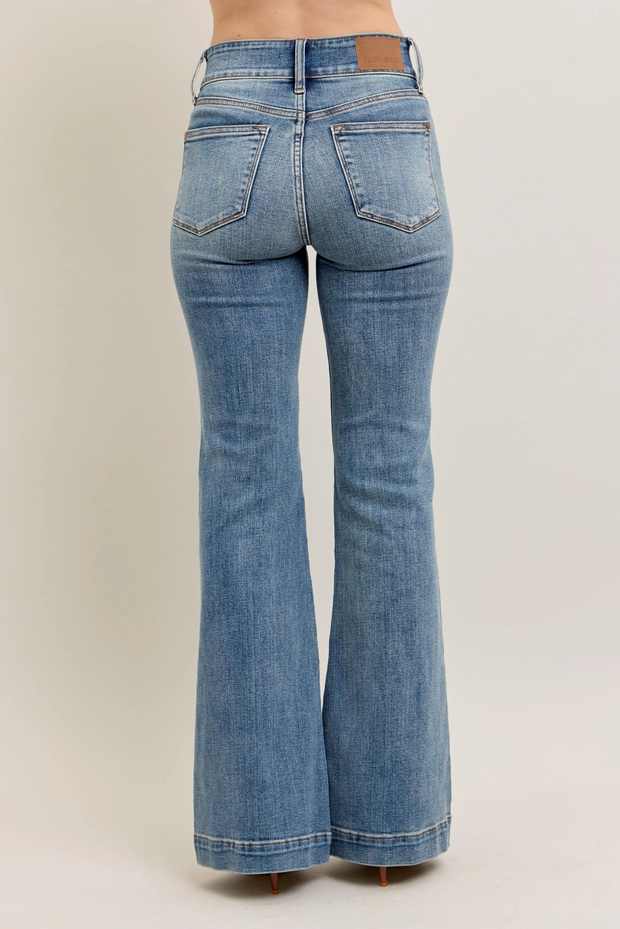 Judy Blue Full Size High-Waist Flare Denim Jeans with Front Seam Detail Plus Size