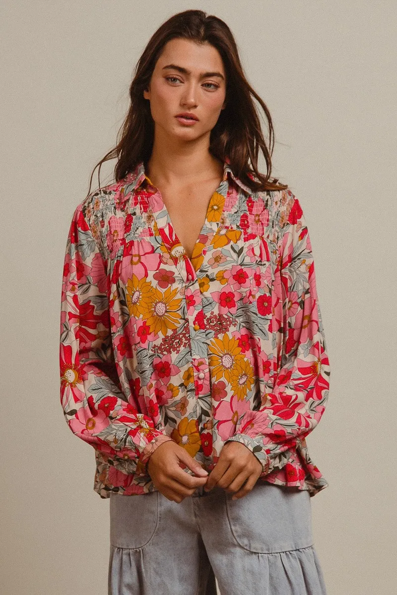 BiBi Woven Floral Printed Shirt Top