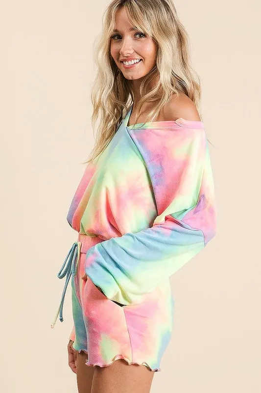 BiBi Tie Dye French Terry Top and Shorts Set