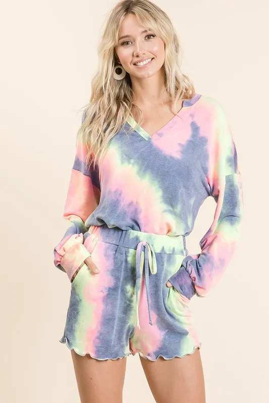 BiBi Tie Dye French Terry Top and Shorts Set