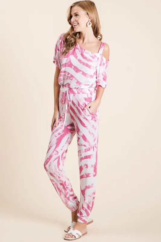 BiBi Zebra Print French Terry Top and Pants Set