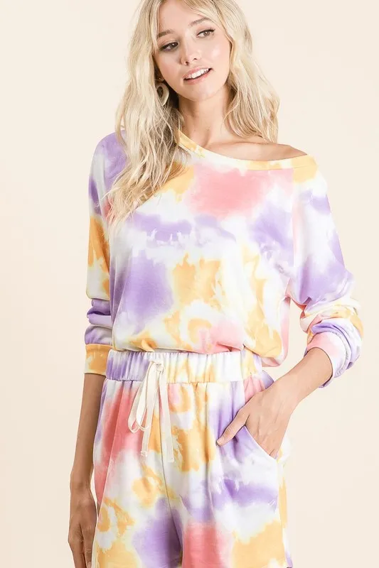 BiBi Tie Dye French Terry Top and Shorts Set