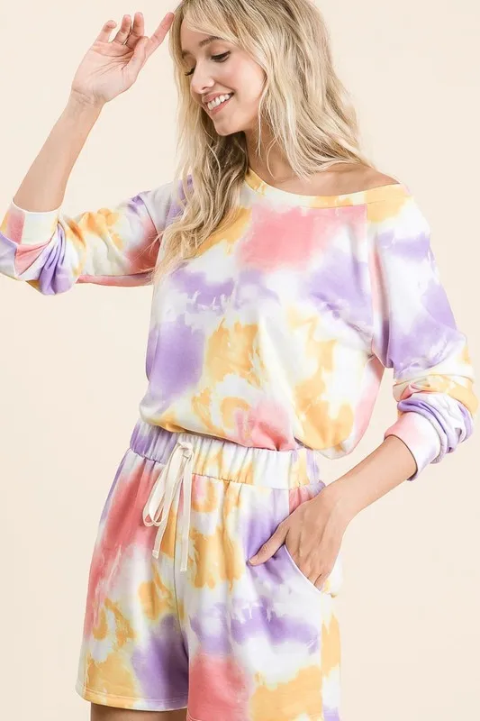 BiBi Tie Dye French Terry Top and Shorts Set