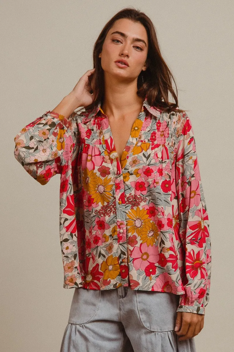 BiBi Woven Floral Printed Shirt Top