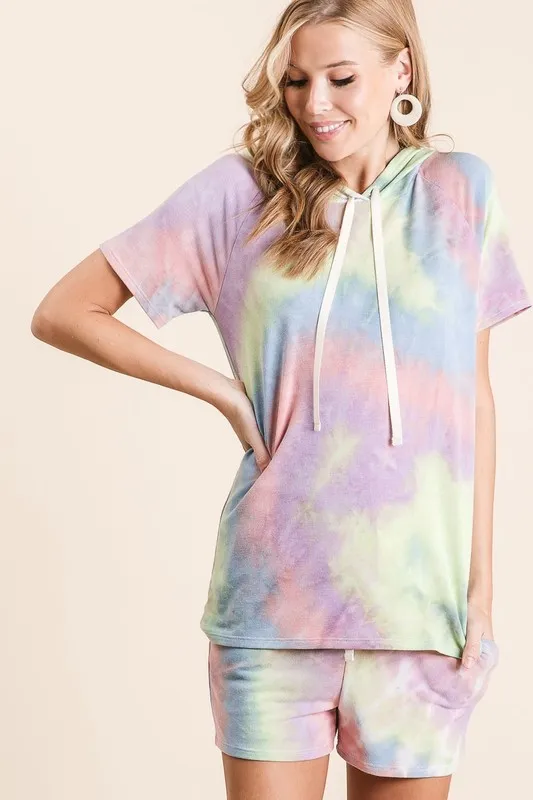 BiBi Tie Dye French Terry Hoodie Top and Bottom Set