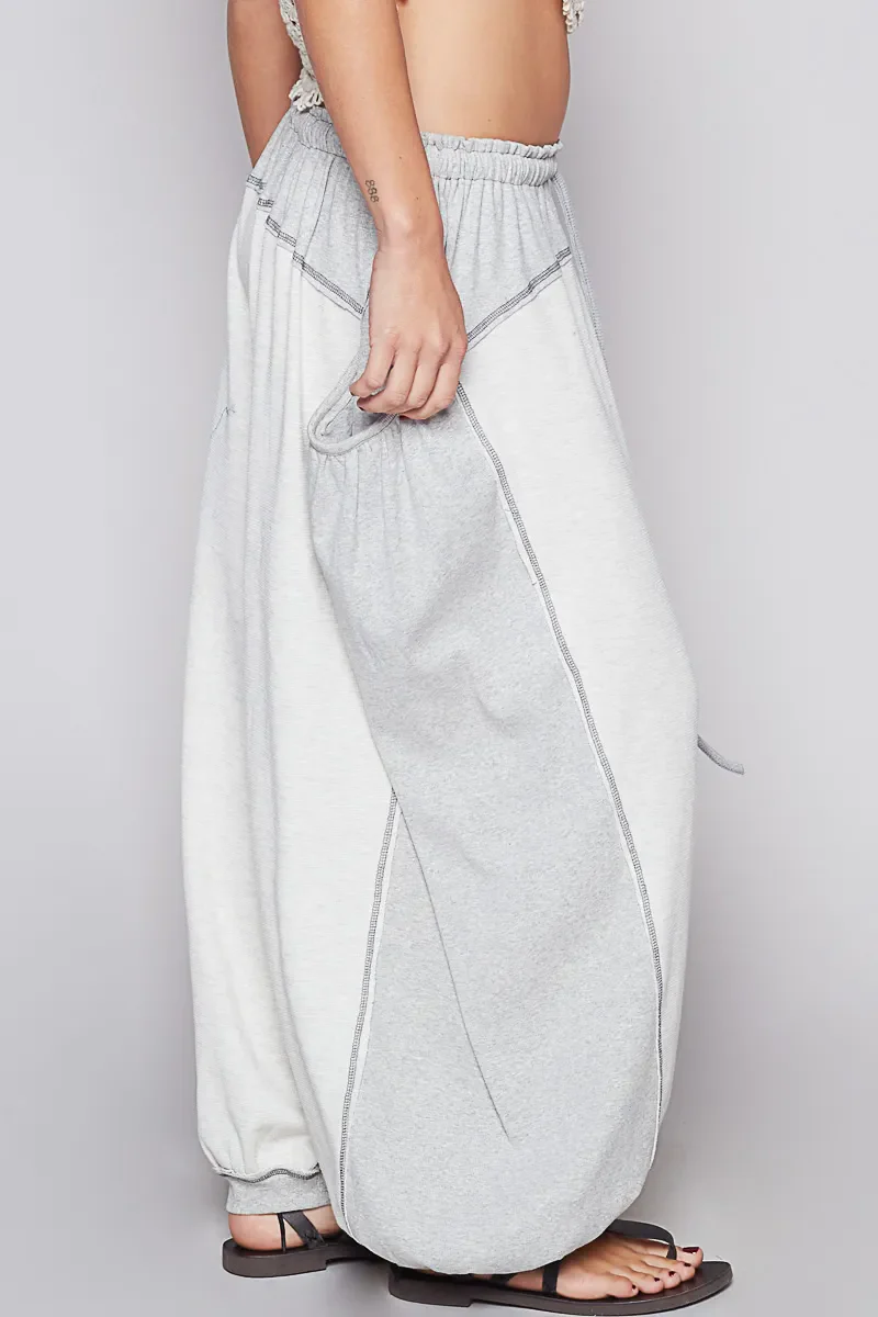 POL Contrast Stitching Pants with Drawstring Waist