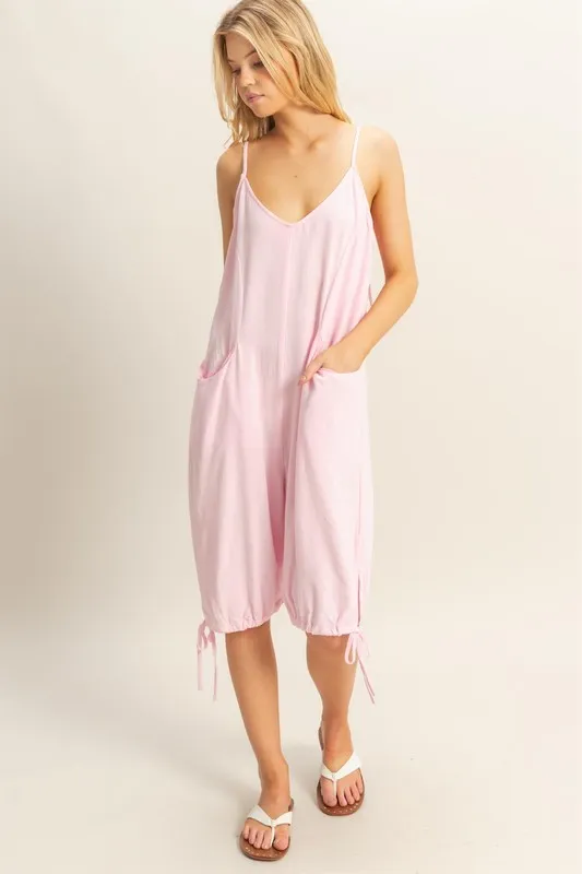 HYFVE V-Neck Pocket Detail Side Tie Hem Romper
