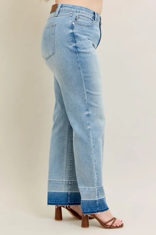 Judy Blue Full Size Mr Release Hem Wide Leg Jeans Plus Size