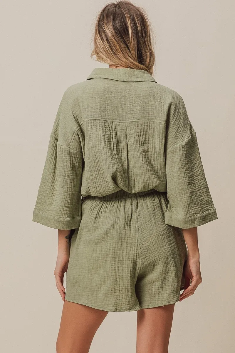 BiBi Crinkle Gauze Shirt and Short Set