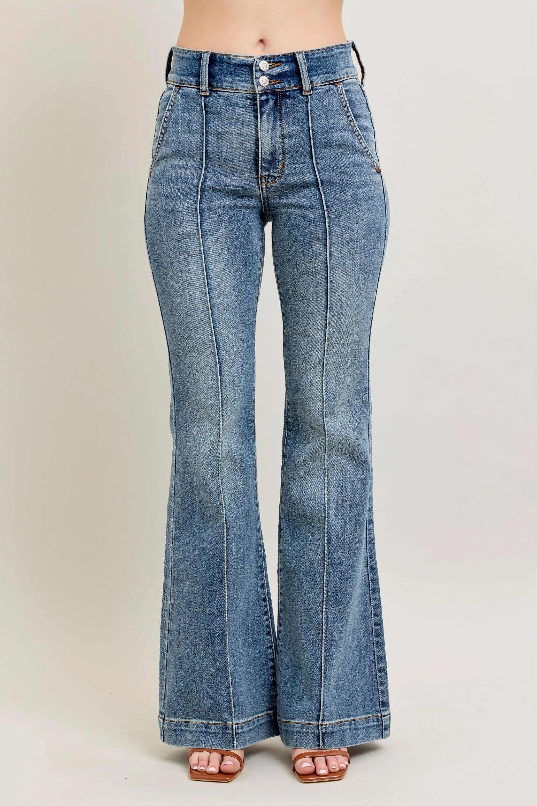 Judy Blue Full Size High-Waist Flare Denim Jeans with Front Seam Detail Plus Size