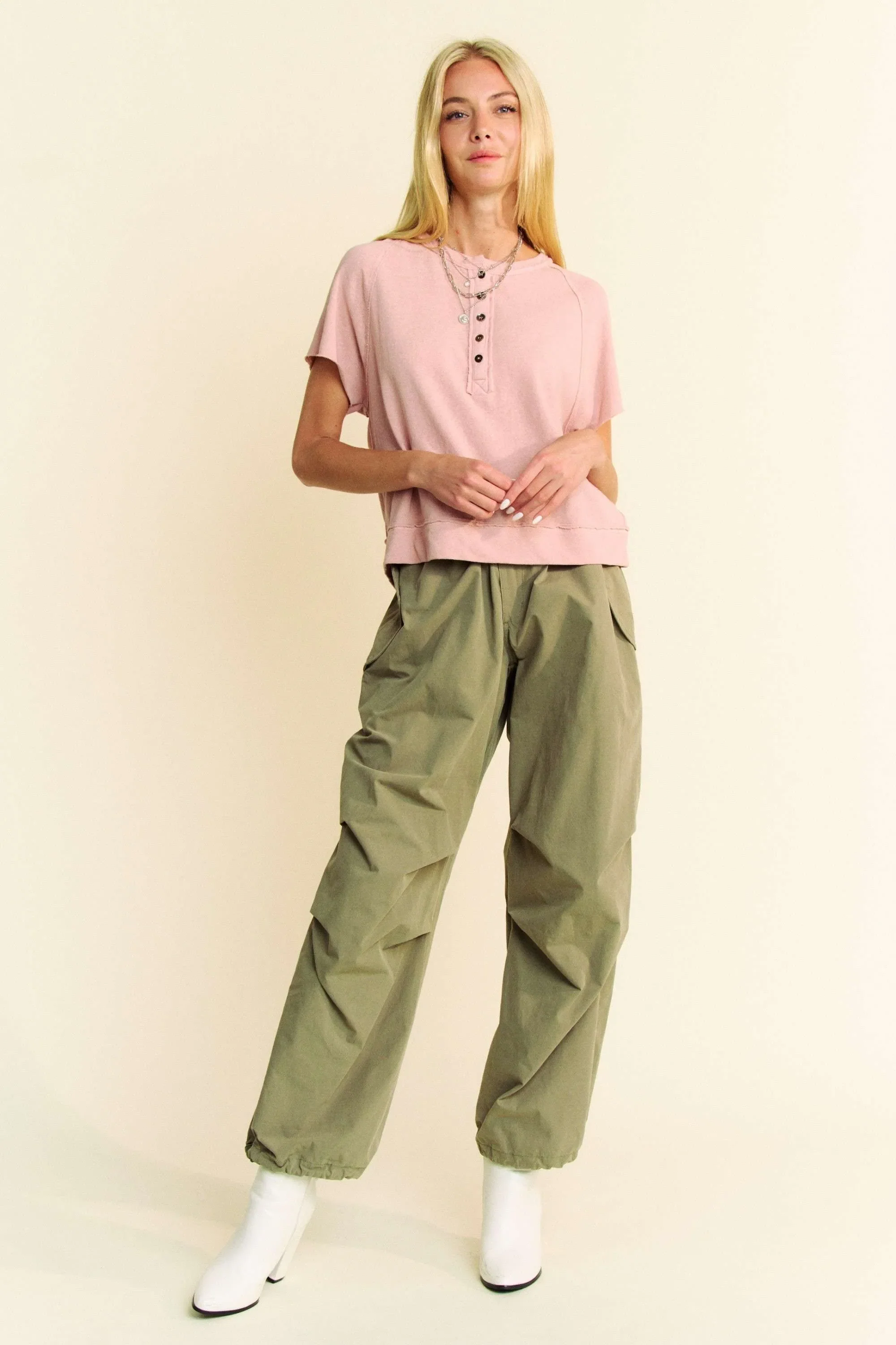 Davi & Dani Breezy Knit Fabric Short Sleeve T-shirt Top