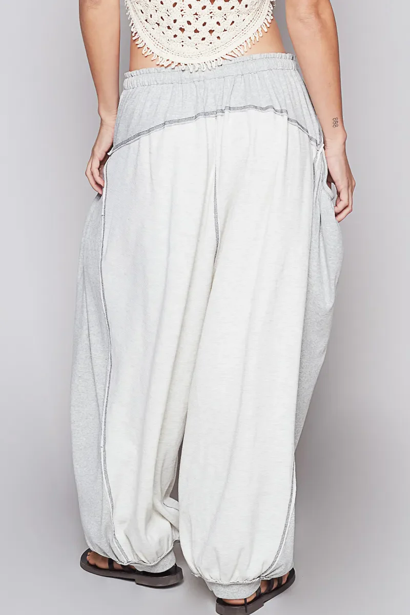 POL Contrast Stitching Pants with Drawstring Waist