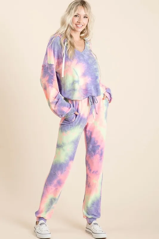 BiBi Tie Dye French Terry Top and Bottom Set