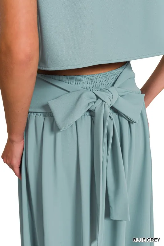 Zenana Heavy Woven Span Crop Tee & Skirt Set