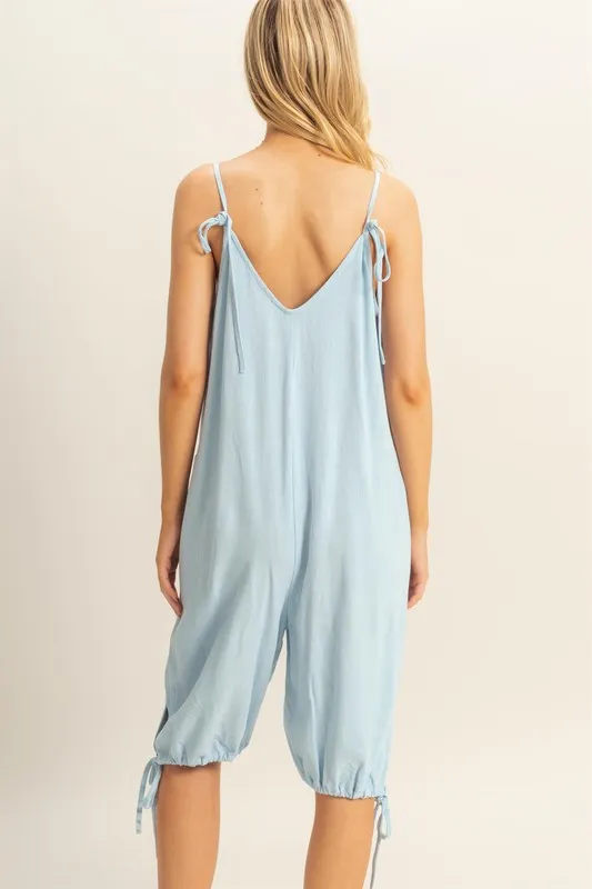 HYFVE V-Neck Pocket Detail Side Tie Hem Romper