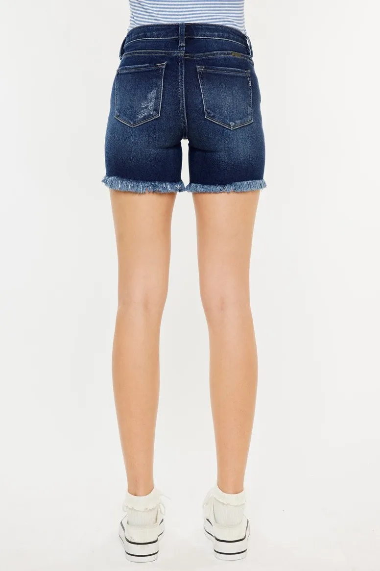 Kancan Mid Rise Button Fly Denim Shorts