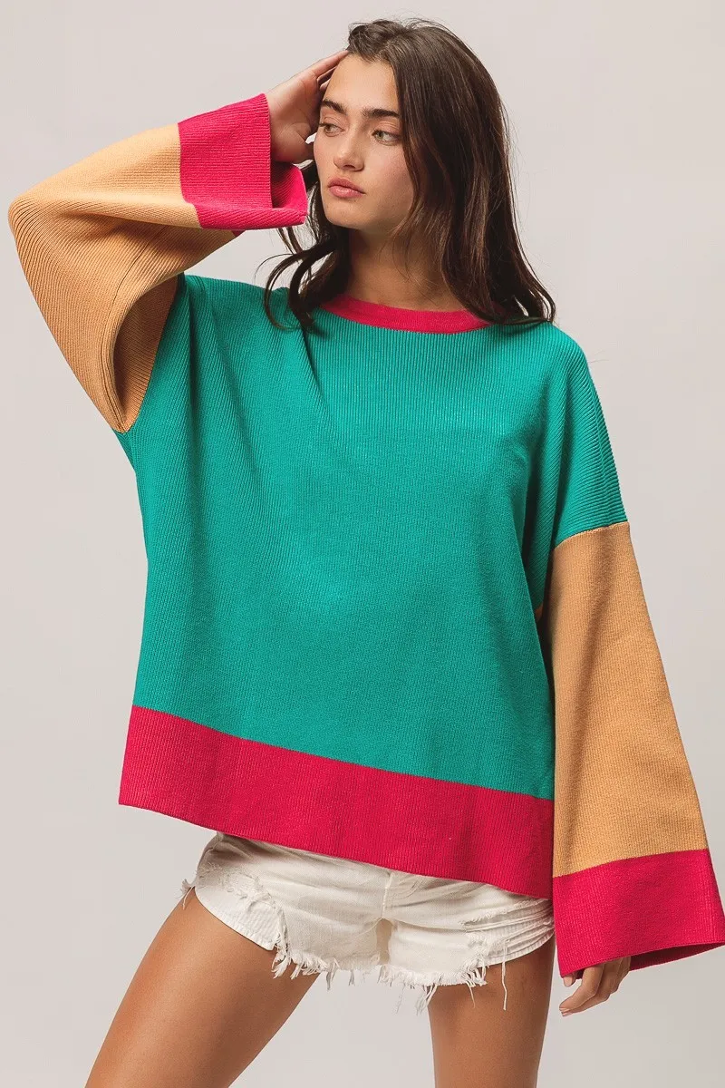 BiBi Bell Sleeve Rib Knit Sweater