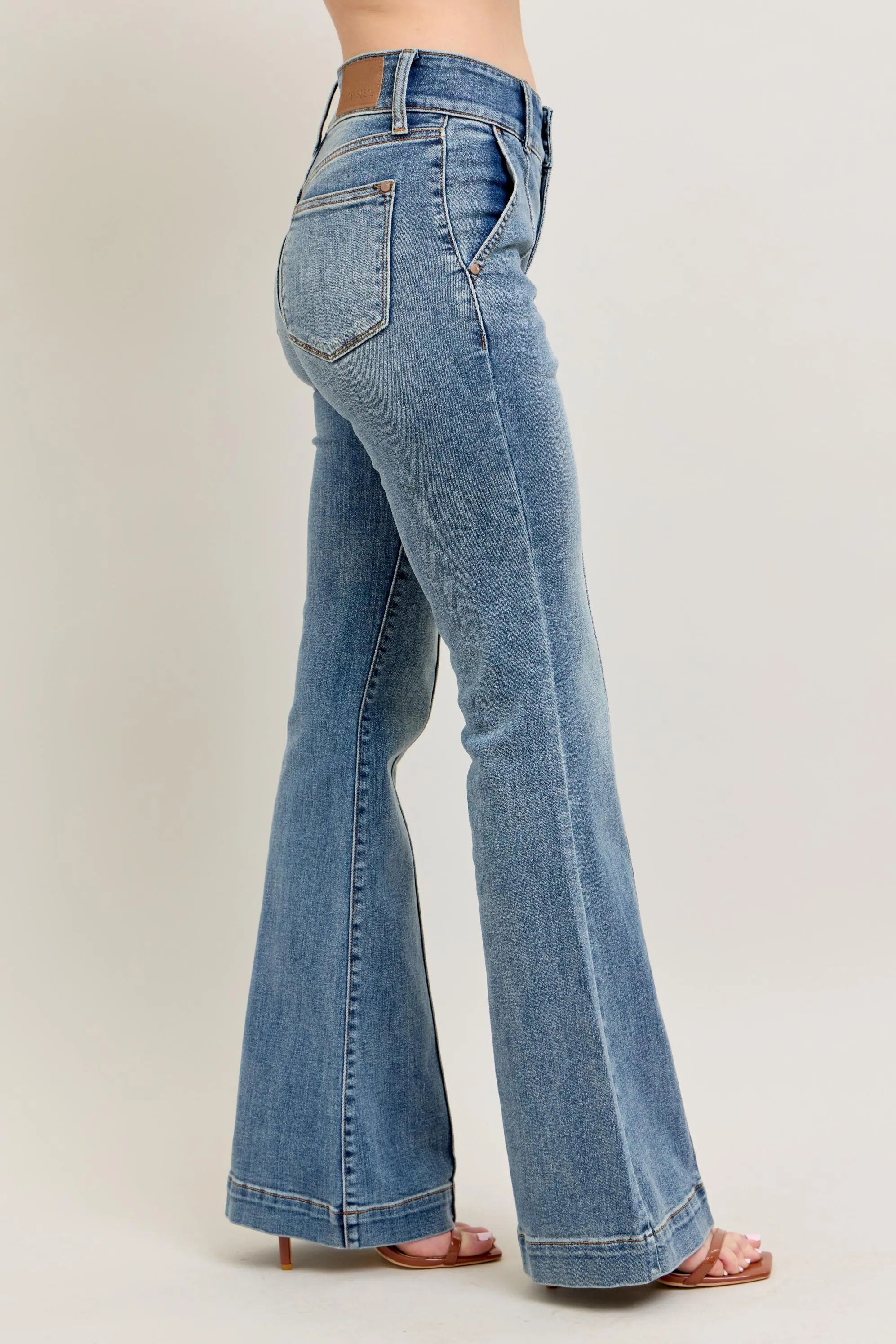 Judy Blue Full Size High-Waist Flare Denim Jeans with Front Seam Detail Plus Size