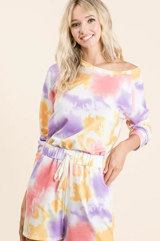 BiBi Tie Dye French Terry Top and Shorts Set