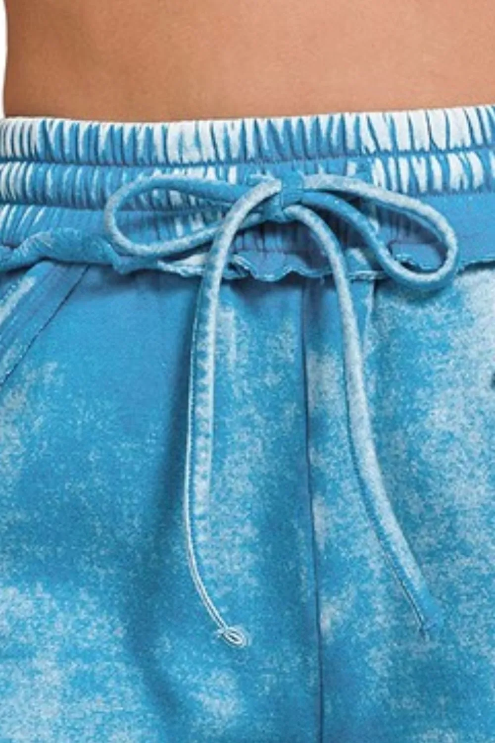 Zenana Acid Wash Fleece Drawstring Shorts With Pockets