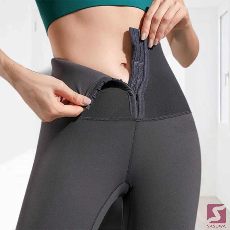 Sasuwa Female Add Velvet Padded High Waist Hip Yoga Corset Leggings