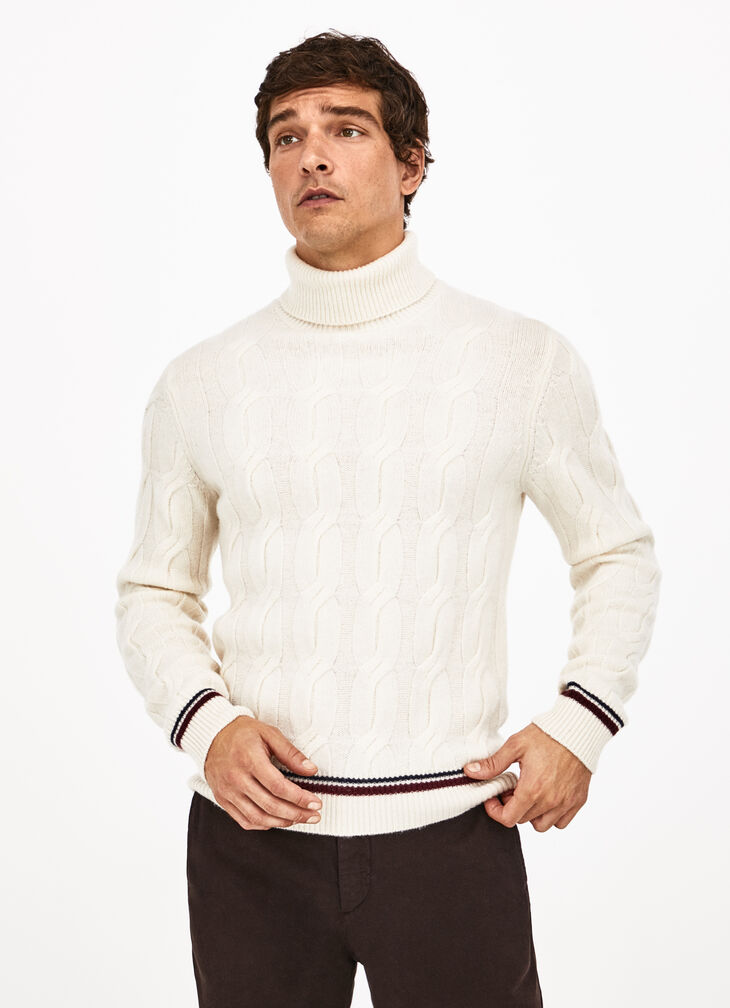 Cable knit roll neck jumper