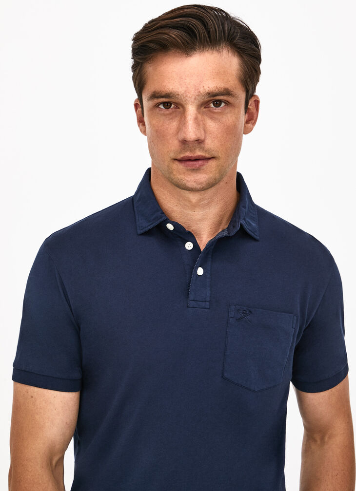 Garment-dyed jersey polo shirt