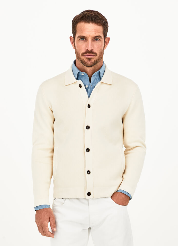 Half knit buttoned cardigan
