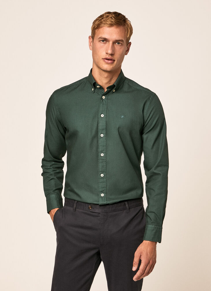 Garment dyed Oxford shirt