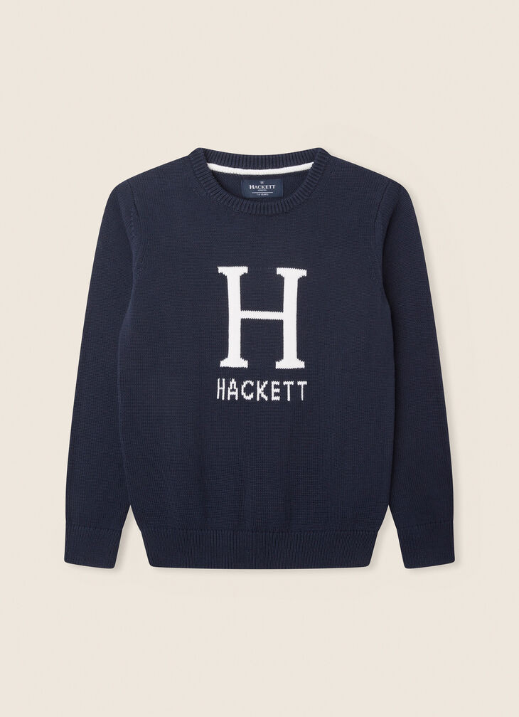 Crew neck intarsia jumper