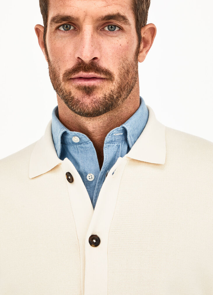 Half knit buttoned cardigan
