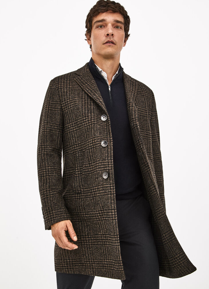 Glen check overcoat