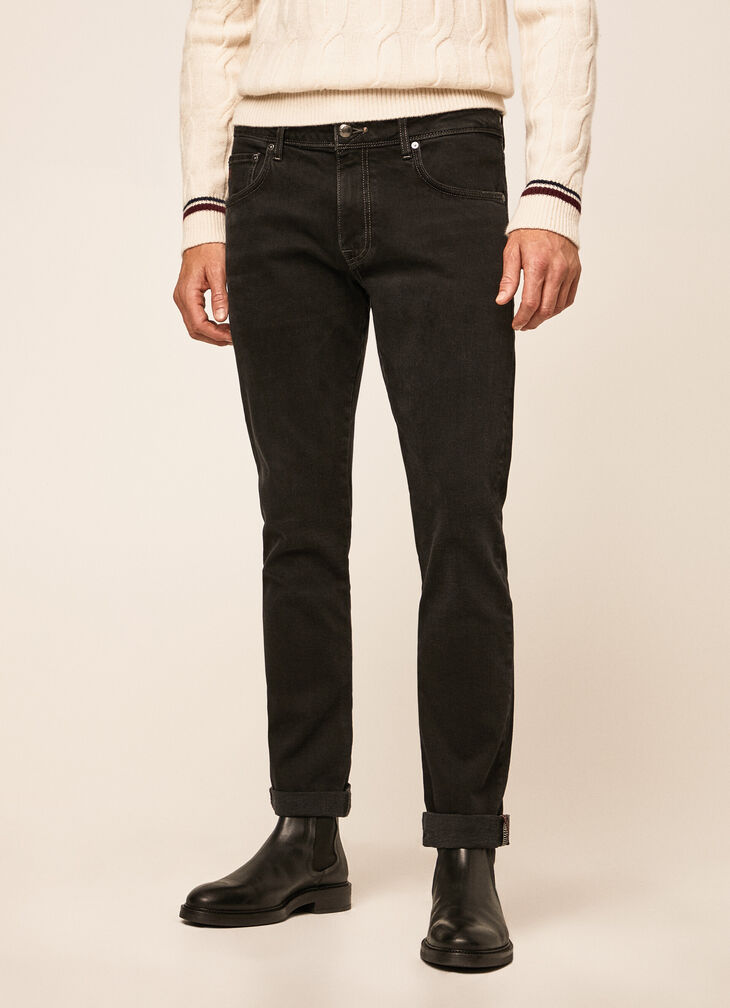 Black denim trousers