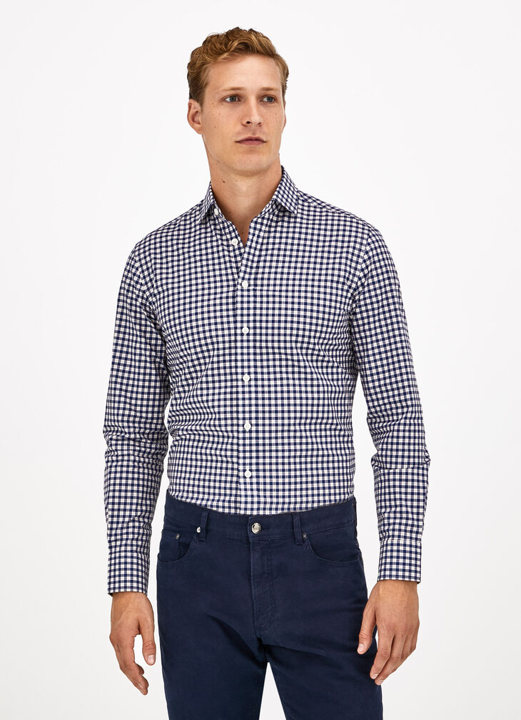 Two-tone check print shirt