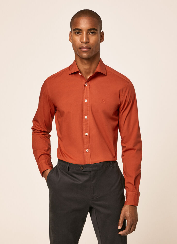 Garment dyed poplin shirt
