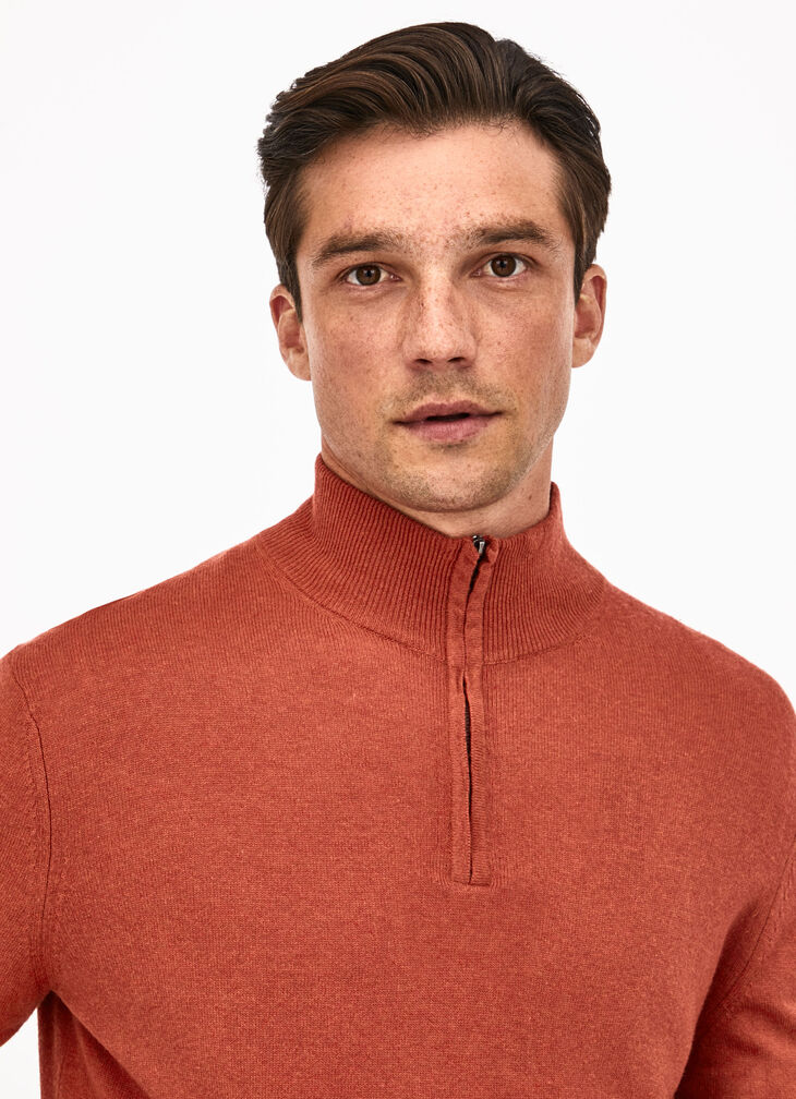 Funnel neck half zip merino jumper